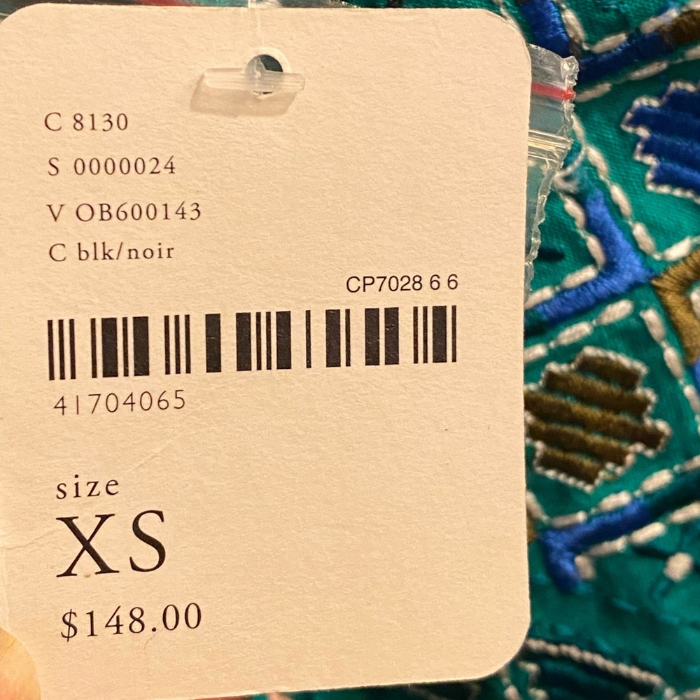 FREE PEOPLE SEMI CROPPED EMBROIDERED XS BLOUSE NEW - Picture 5 of 13